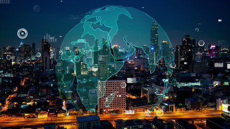 Global connection and the internet network alteration in smart city . Concept of future wireless...