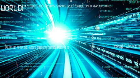 Software development, application programming code and tacit computer coding . Concept of smart digital transformation and technology disruption that changes global trends in new information era .の写真素材