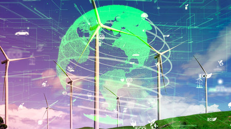 Environmental conservation technology and approaching global sustainable ESG by clean energy and power from renewable natural resourcesの写真素材