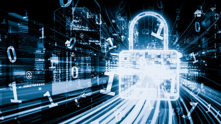 Cyber security and online data protection with tacit secured encryption software . Concept of smart...