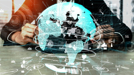 Conceptual people network linking and connection . 3D render computer graphic .