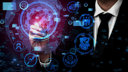Quality Assurance and Quality Control conceptual - Modern graphic interface showing certified...