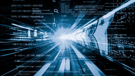 Software development, application programming code and tacit computer coding . Concept of smart...