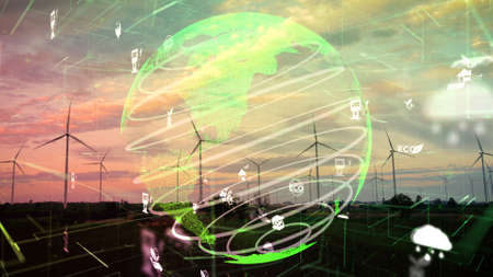 Environmental conservation technology and approaching global sustainable ESG by clean energy and power from renewable natural resourcesの写真素材