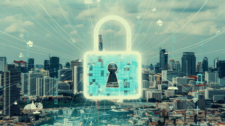 Cyber Security and Alteration Data Protection on Digital Platform . Graphic interface showing secure...