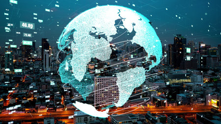 Global connection and the internet network alteration in smart city . Concept of future wireless...