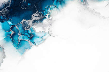 Marble ink abstract art from exquisite original painting for abstract background . Painting was painted on high quality paper texture to create smooth marble background pattern of ombre alcohol ink .の写真素材