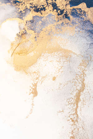 Marble ink abstract art from exquisite original painting for abstract background . Painting was painted on high quality paper texture to create smooth marble background pattern of kintsuki ink art .の写真素材