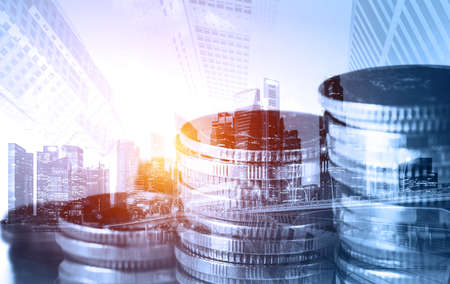 Finance and money technology background concept of business prosperity and asset management . Creative graphic show economy and financial growth by investment in valuable asset to gain wealth profit .の写真素材