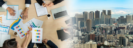 Business people group meeting shot from top widen view in office . Profession businesswomen,...