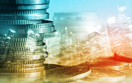 Photo pour Finance and money technology background concept of business prosperity and asset management . Creative graphic show economy and financial growth by investment in valuable asset to gain wealth profit . - image libre de droit