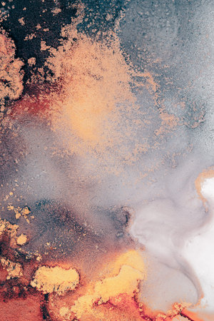 Burning abstract background from marble ink art of exquisite original painting . Painting was...