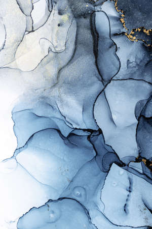 Marble ink abstract art from exquisite original painting for abstract background . Painting was painted on high quality paper texture to create smooth marble background pattern of kintsuki ink art .の写真素材