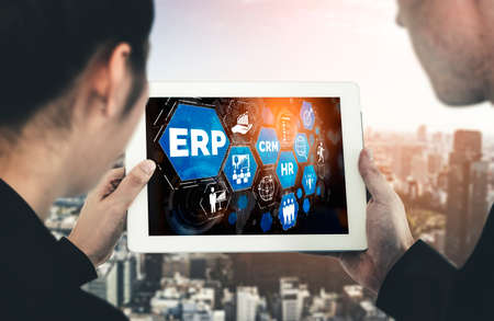 ERP enterprise resource planning software for modish business to plan the marketing strategyの写真素材