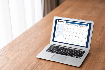 Calendar on computer software application for modish schedule planning for personal organizer and...