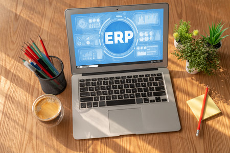 ERP enterprise resource planning software for modish business to plan the marketing strategyの写真素材