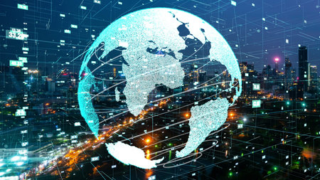 Global connection and the internet network alteration in smart city . Concept of future wireless...