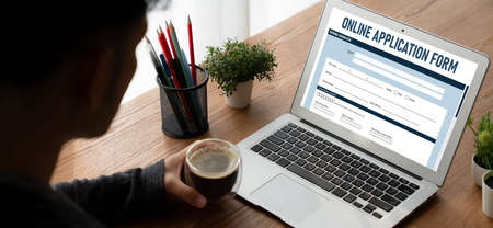 Online application form for modish registration on the internet websiteの写真素材