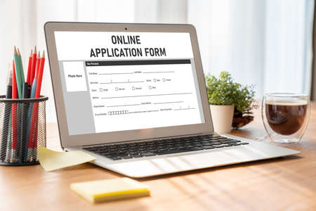 Online application form for modish registration on the internet websiteの写真素材