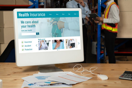 Health insurance web site modish registration system for easy form fillingの写真素材