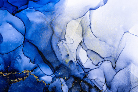 Marble ink abstract art from exquisite original painting for abstract background . Painting was painted on high quality paper texture to create smooth marble background pattern of ombre alcohol ink .の写真素材
