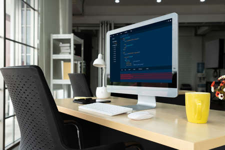 Software development programming on computer screen for modish application and program codingの写真素材