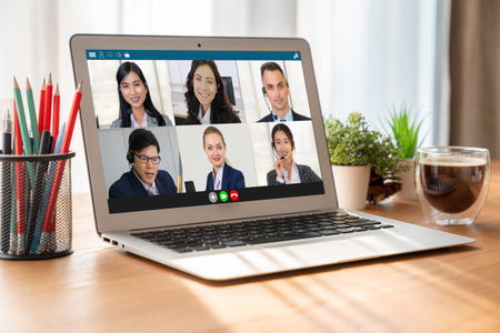 Business people on video conference for modish virtual group meeting of corprate business office...