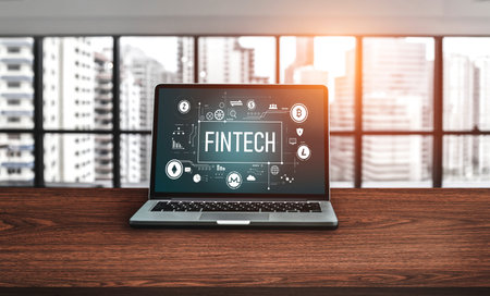 Fintech financial technology software for modish business to analyze marketing strategy