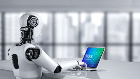 Fintech financial technology software for modish business to analyze marketing strategyの写真素材