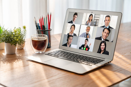 Business people on video conference for modish virtual group meeting of corprate business office...