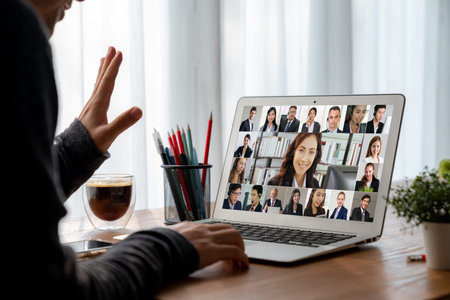 Business people on video conference for modish virtual group meeting of corprate business office...