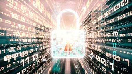 Cyber security and online data protection with tacit secured encryption software . Concept of smart...