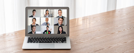 Business people on video conference for modish virtual group meeting of corprate business office...