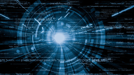 Software development, application programming code and tacit computer coding . Concept of smart...