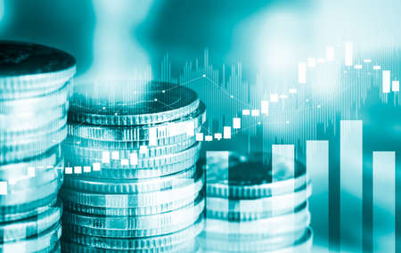 Finance and money technology background concept of business prosperity and asset management . Creative graphic show economy and financial growth by investment in valuable asset to gain wealth profit .の写真素材