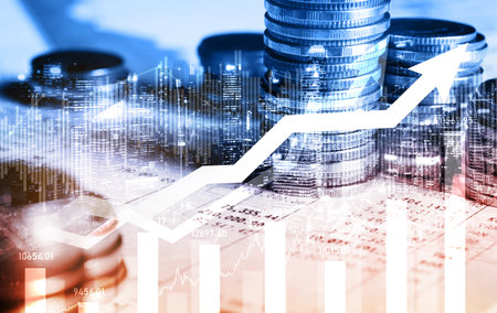 Finance and money technology background concept of business prosperity and asset management ....