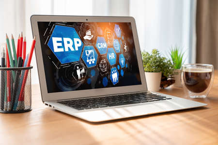 ERP enterprise resource planning software for modish business to plan the marketing strategyの写真素材