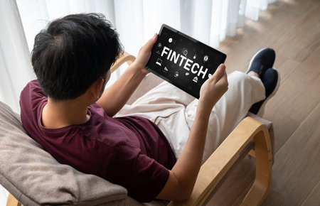 Fintech financial technology software for modish business to analyze marketing strategy