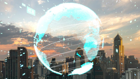 Global connection and the internet network alteration in smart city . Concept of future wireless...