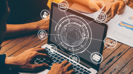 Omni channel technology of online retail business approach. Multichannel marketing on social media...
