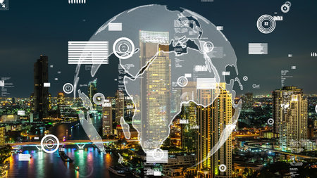 Global connection and the internet network alteration in smart city . Concept of future wireless...
