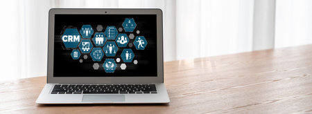 Customer relationship management system on modish computer for CRM business and enterprise