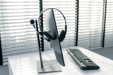Essential equipment concept for competent online operators, call service agents, or online working....