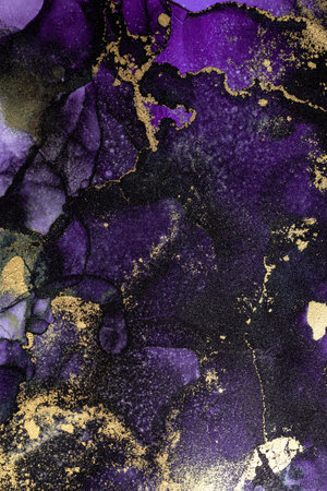 Marble ink abstract art from exquisite original painting for abstract background . Painting was painted on high quality paper texture to create smooth marble background pattern of kintsuki ink art .の写真素材
