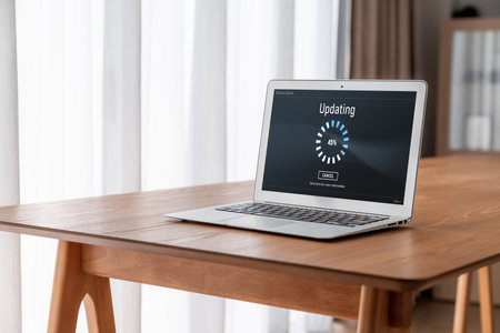Software update on computer for modish version of device software upgradeの写真素材