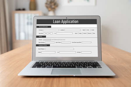 Online loan application form for modish digital information collection on the internet networkの写真素材