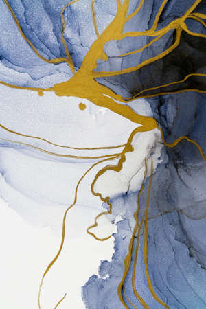 Marble ink abstract art from meticulous original painting abstract background . Painting was painted on high quality paper texture to create smooth marble background pattern of ombre alcohol ink .の写真素材