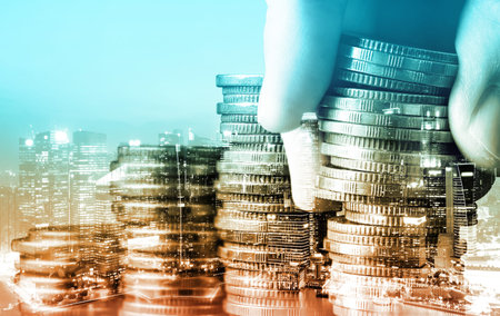 Finance and money technology background concept of business prosperity and asset management ....