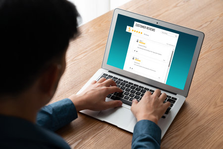 Customer experience and review analysis by modish computer software for corporate businessの写真素材