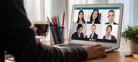 Business people on video conference for modish virtual group meeting of corprate business office...